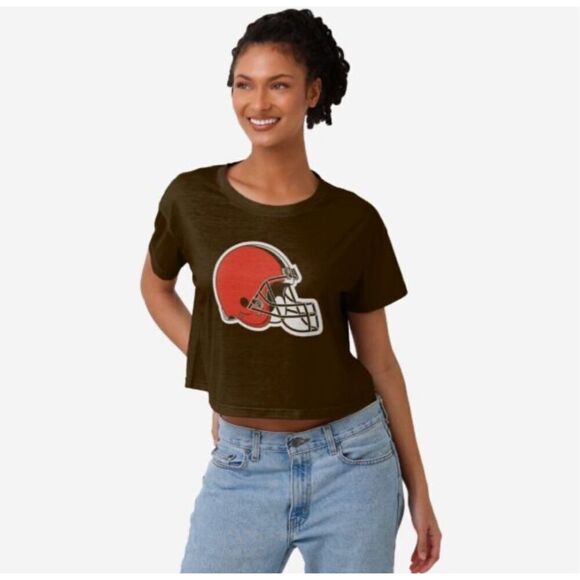 NWT, NFL Cleveland Browns Cropped Tee Size L - Picture 7 of 8